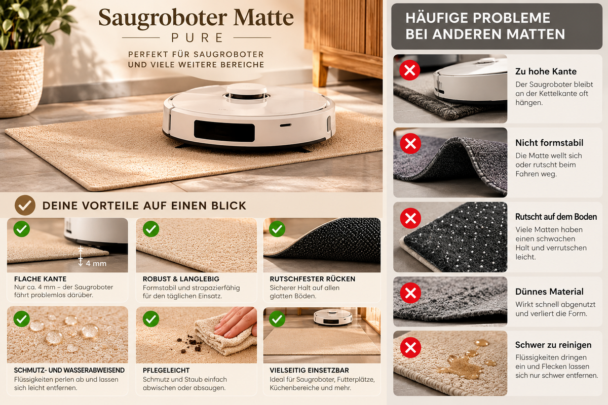 Saugroboter-Matte 40 x 60 cm " Pure "